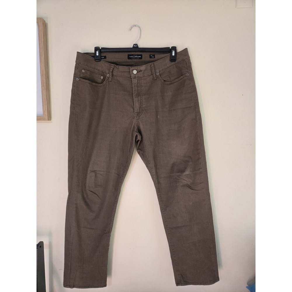 Lucky Brand 410 Athletic Slim Pants Mens 36x30 Brown Stretch Chino Casual